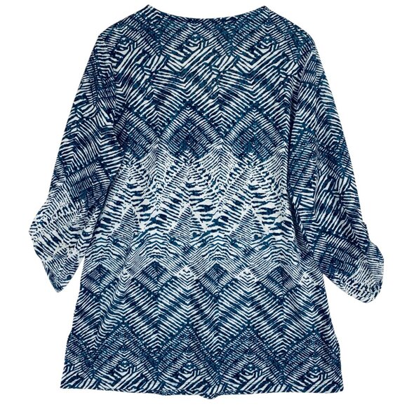 v- neck zipper collar 3/4 sleeve t-shirt top  blouse size med Marie Claire - Picture 3 of 16